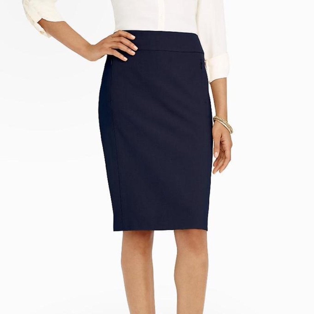 Talbots Navy Pencil Skirt Wool Blend sz. 10